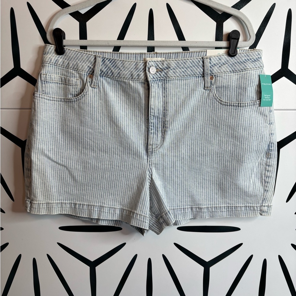 Maurice’s M Jeans Striped High-Rise Shorts – 3.5” – Size 18 – NWT